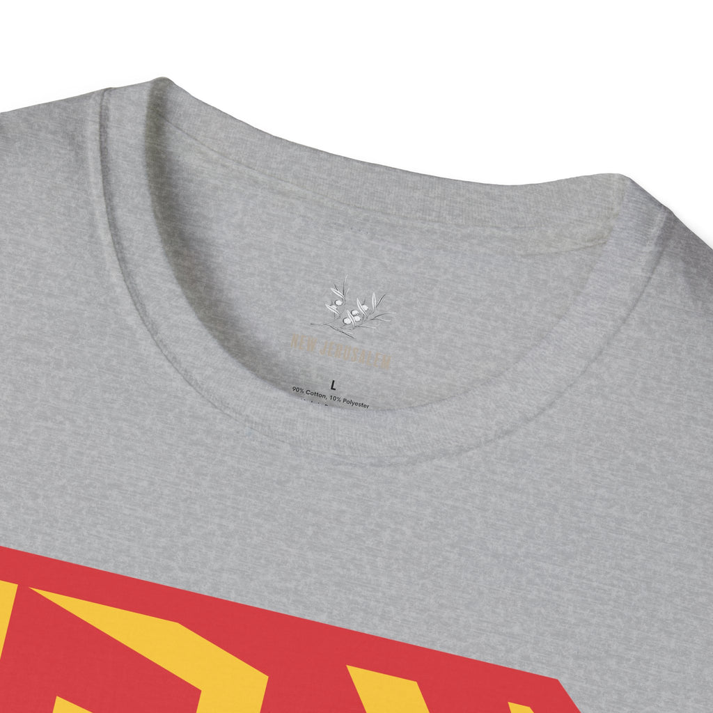 Superhero Shield T-Shirt — Bold Red & Yellow Emblem Graphic Tee