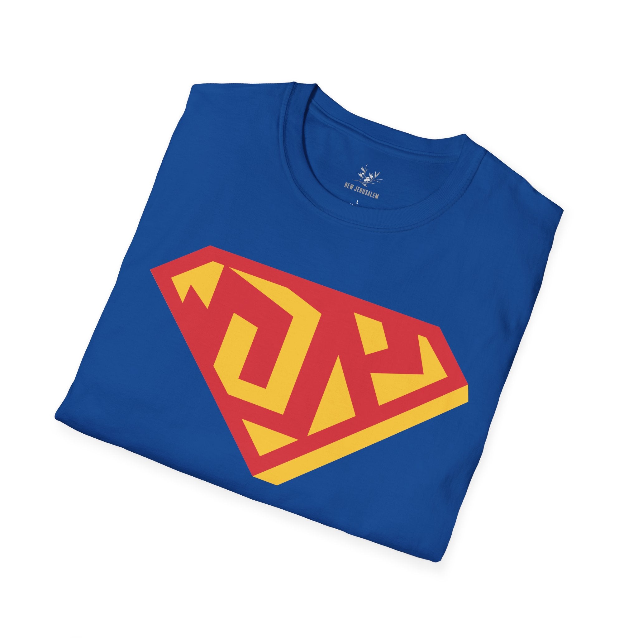 Superhero Shield T-Shirt — Bold Red & Yellow Emblem Graphic Tee