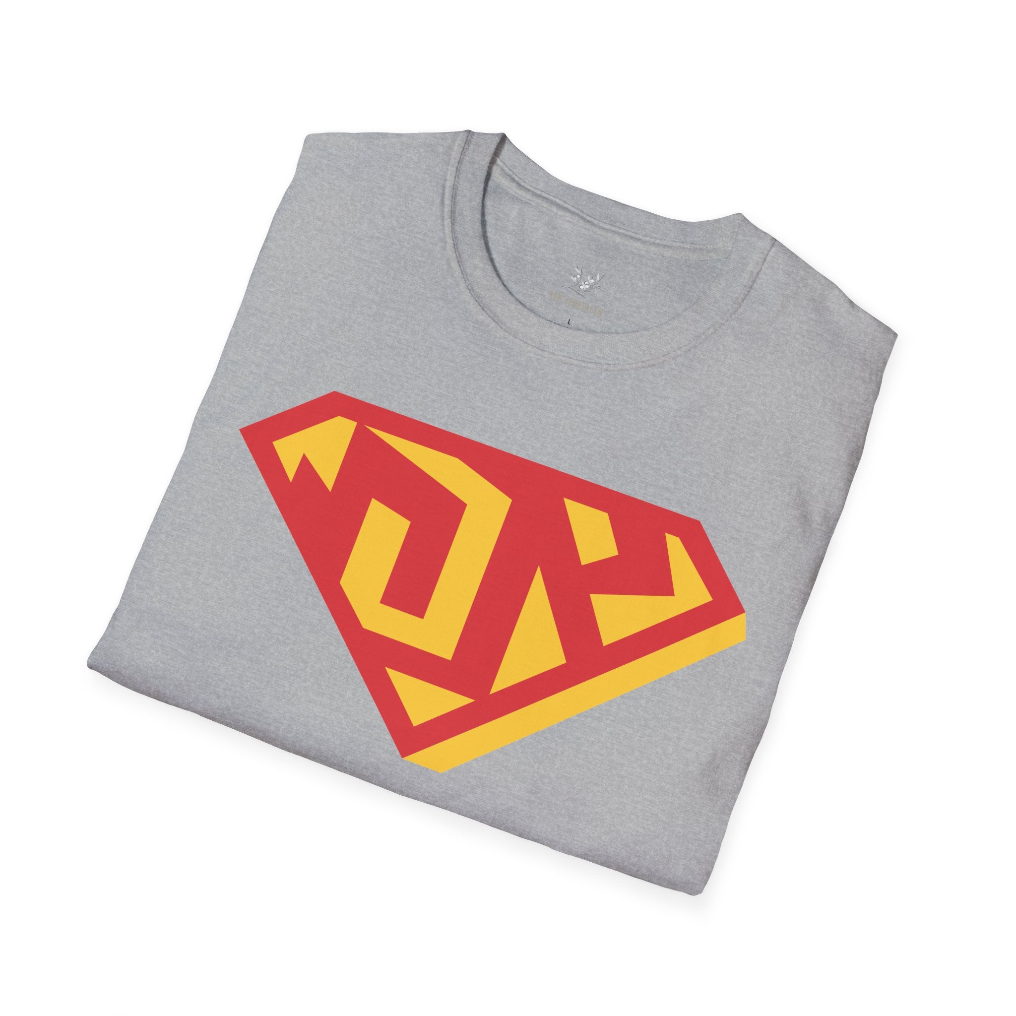 Superhero Shield T-Shirt — Bold Red & Yellow Emblem Graphic Tee