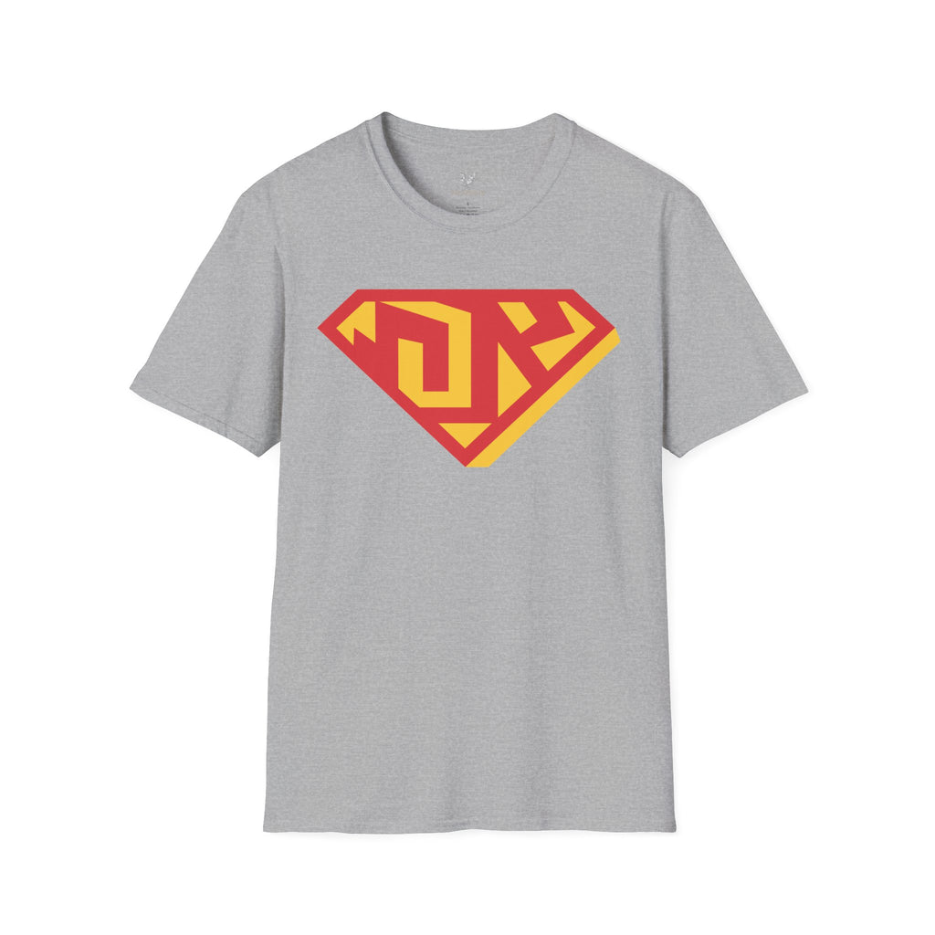 Superhero Shield T-Shirt — Bold Red & Yellow Emblem Graphic Tee