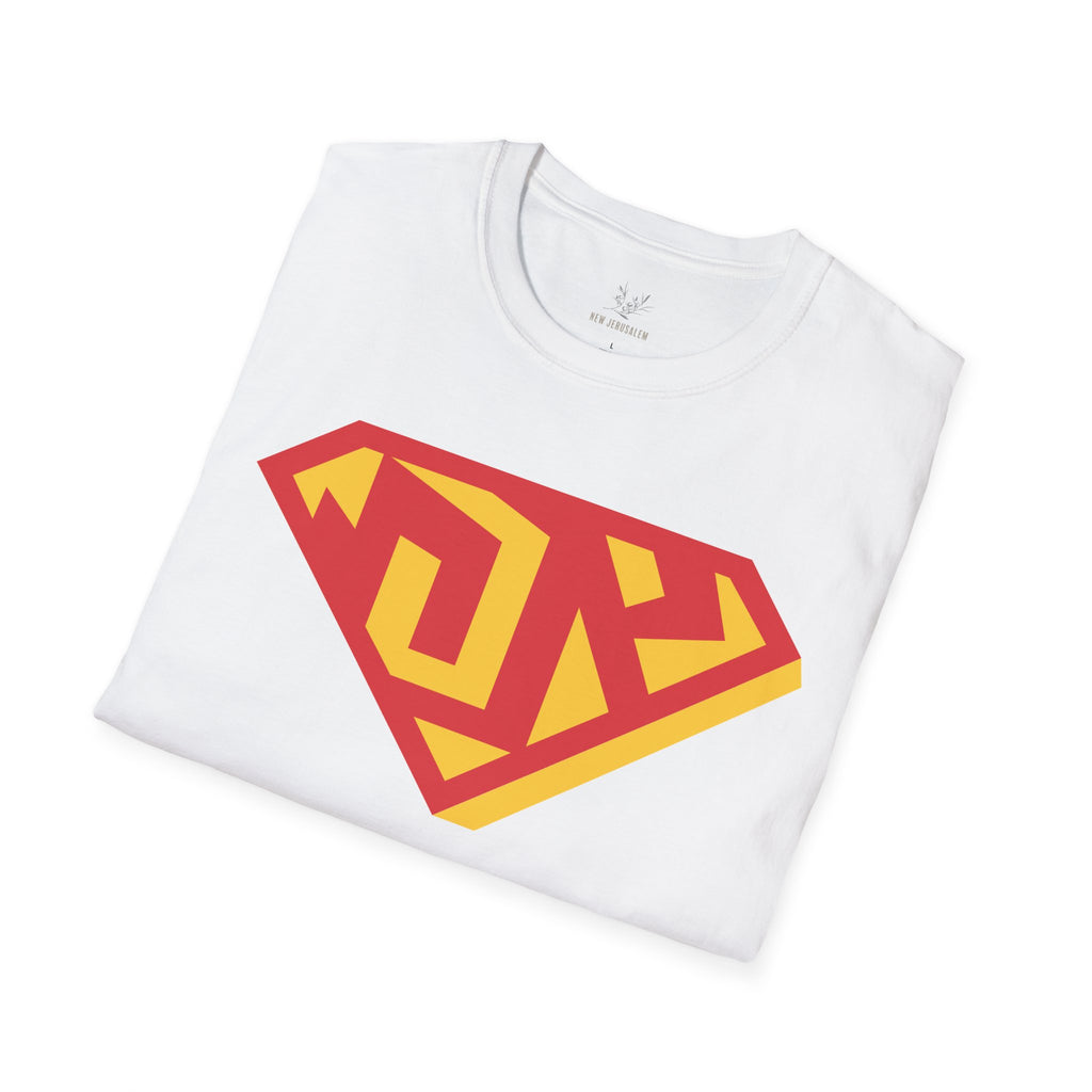 Superhero Shield T-Shirt — Bold Red & Yellow Emblem Graphic Tee